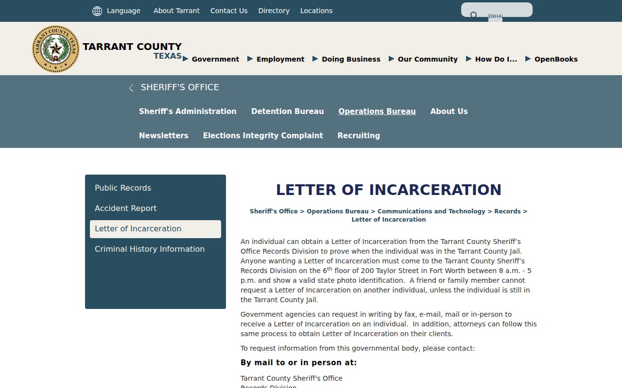 Letter of Incarceration screenshot