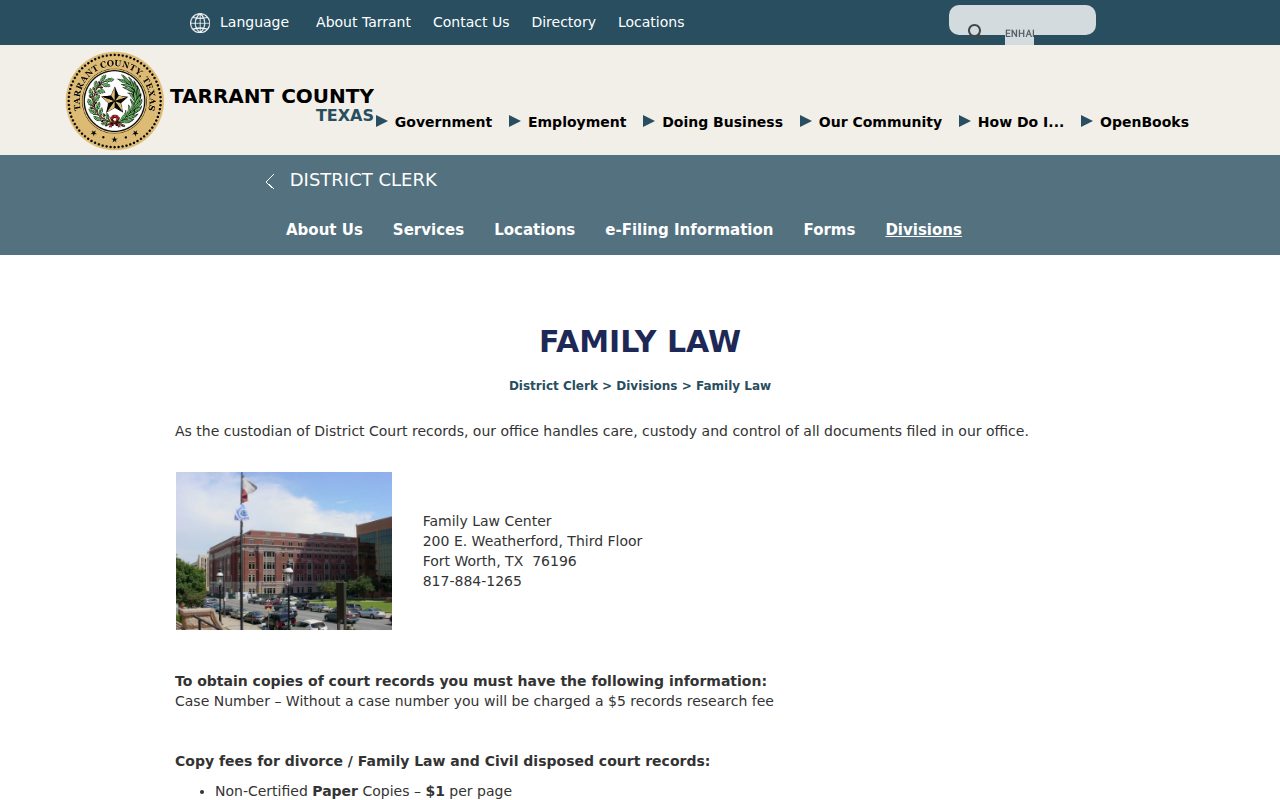 District Clerk – Family Law screenshot