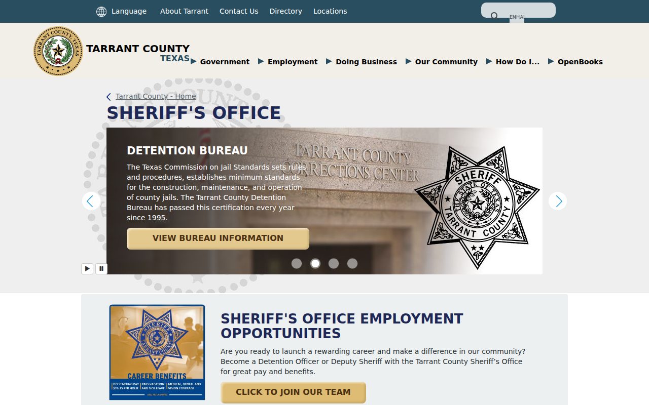 Tarrant County Sheriff's Office screenshot