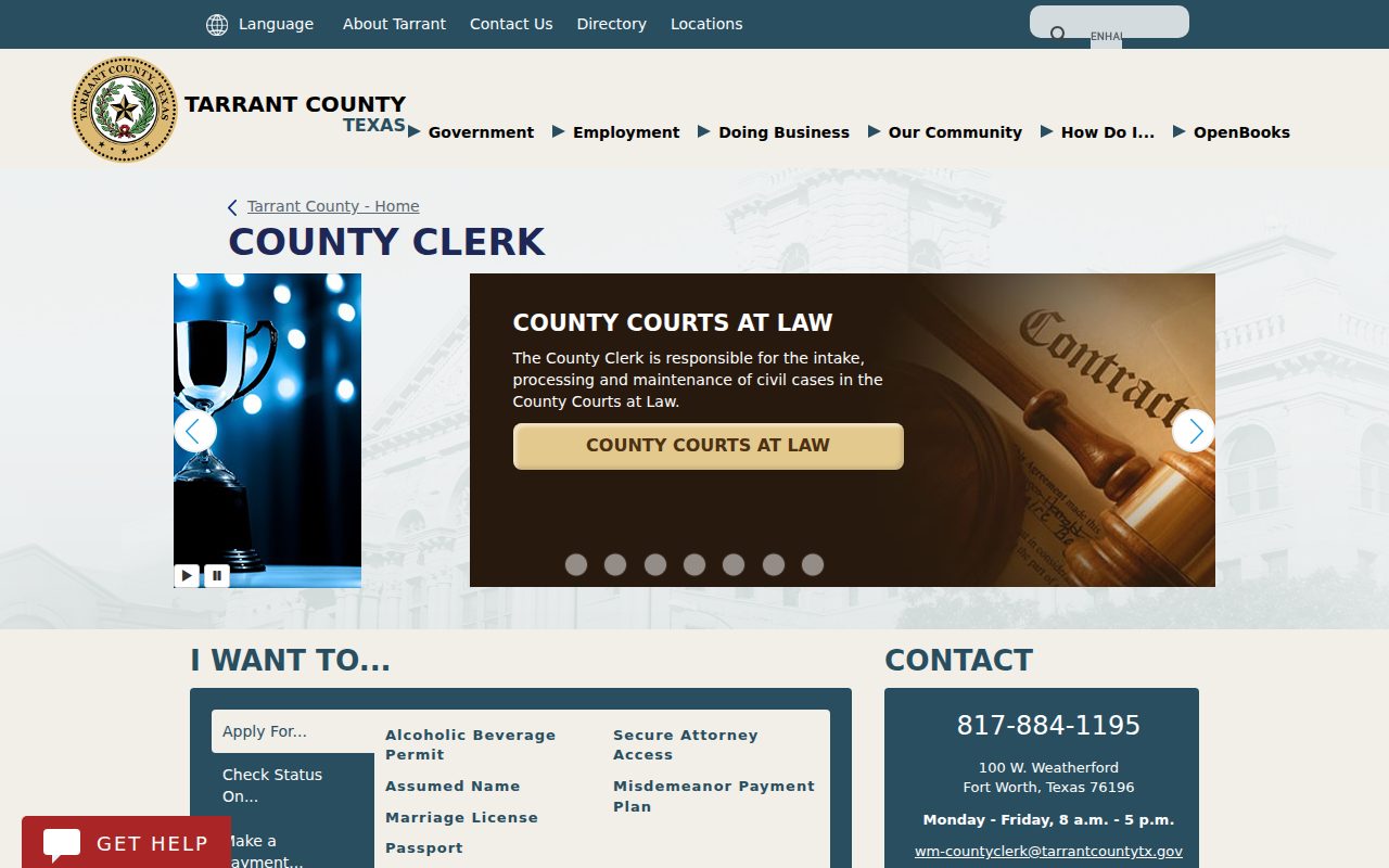 Tarrant County Clerk screenshot