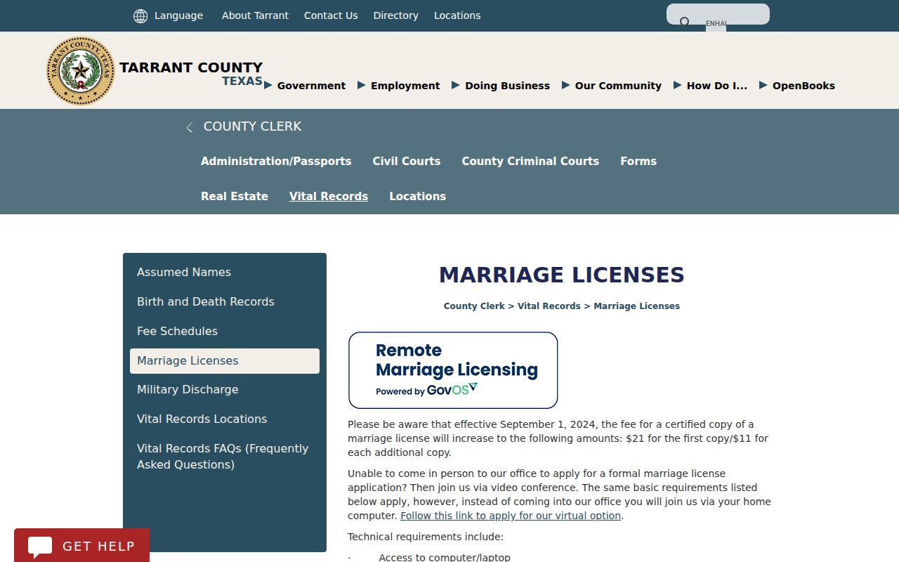 Marriage Licenses (County Clerk) screenshot