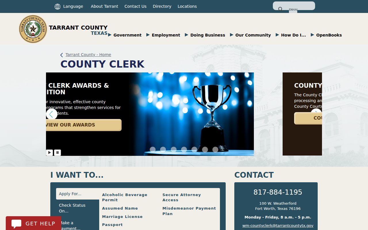 Tarrant County Clerk screenshot