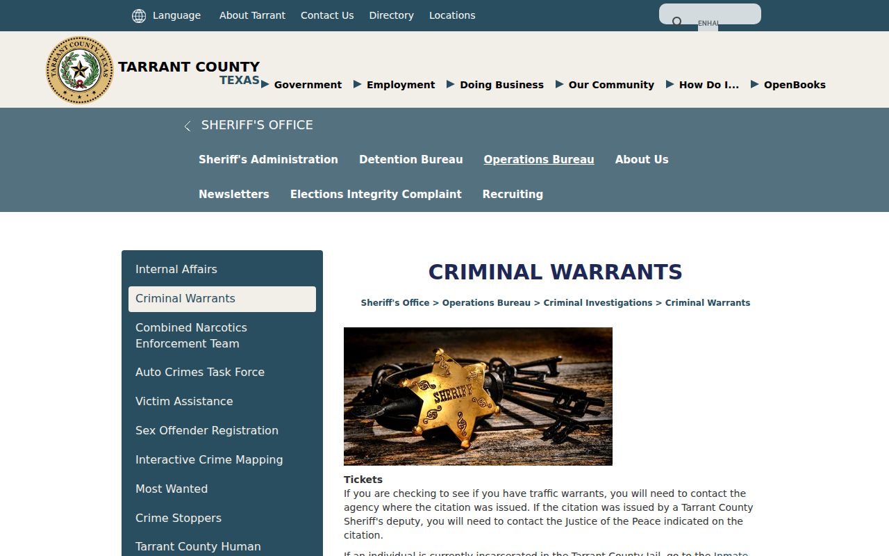 Sheriff's Office – Criminal Warrants Division screenshot